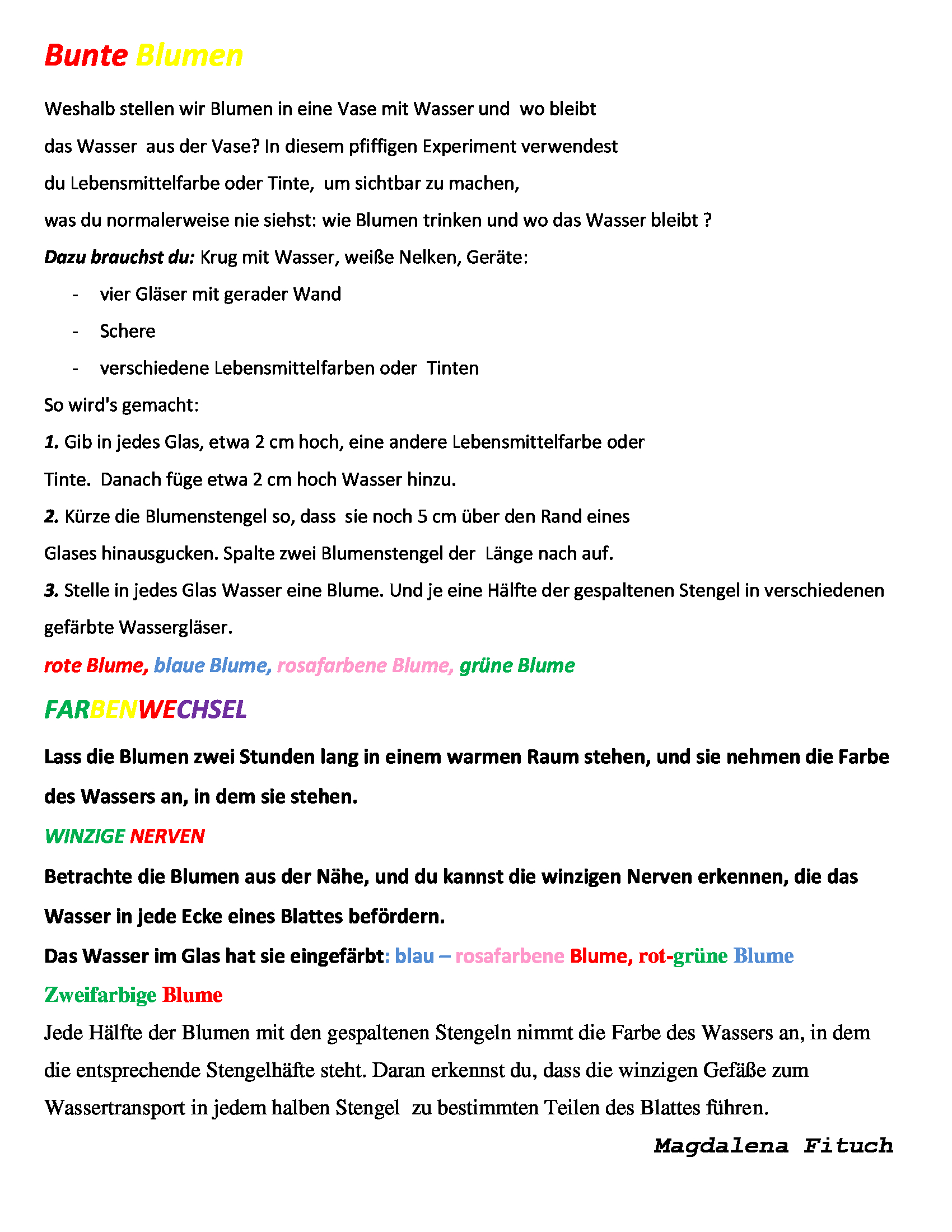 Niemieckojęzyczny interdyscyplinarny projekt edukacyjny z ZSO nr 12 - Kolorowe kwiaty/ Bunte blumen