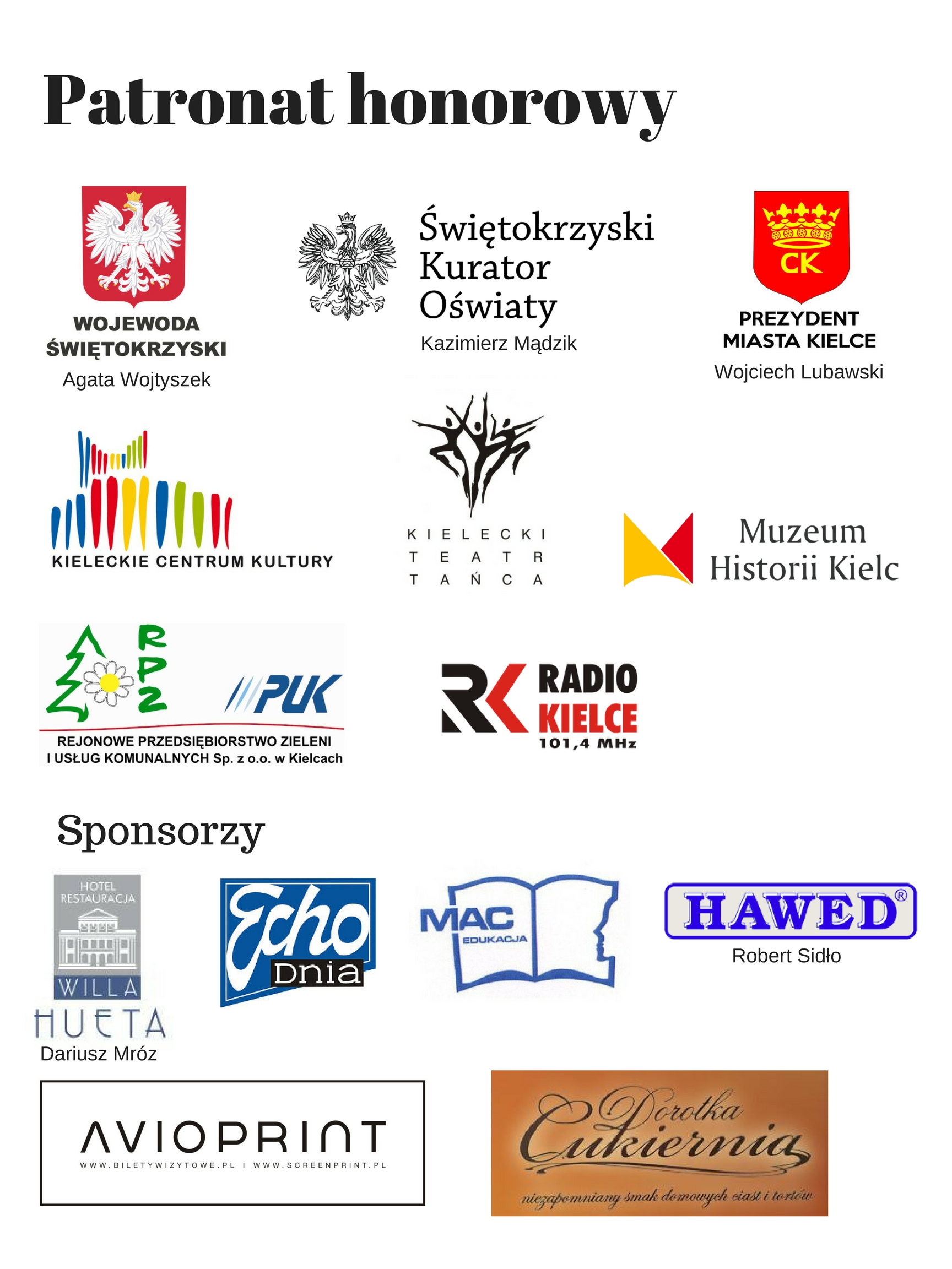 Patroni honorowi i sponsorzy obchodów 50-lecia Szkoły Podstawowej nr 24 w Kielcach